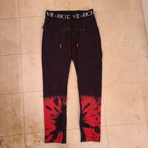 Red flames jogger tie dye